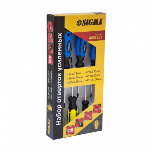 Набір викруток посилених під ключ 6шт CrV Sigma (4001151)