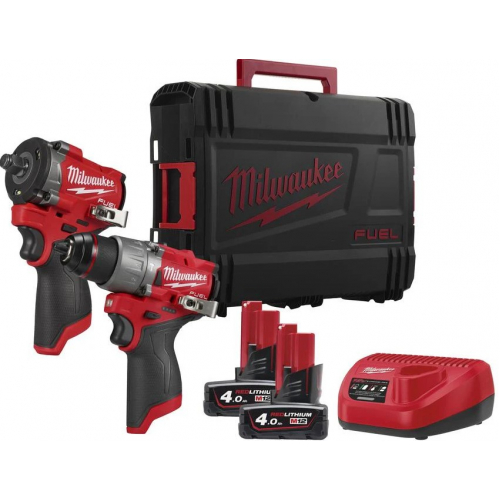 Набір з двох інструментів безщіткових акумуляторних M12 FPP2X2-402X MILWAUKEE (+2 акумулятори, зарядний пристрій, захисні окуляр