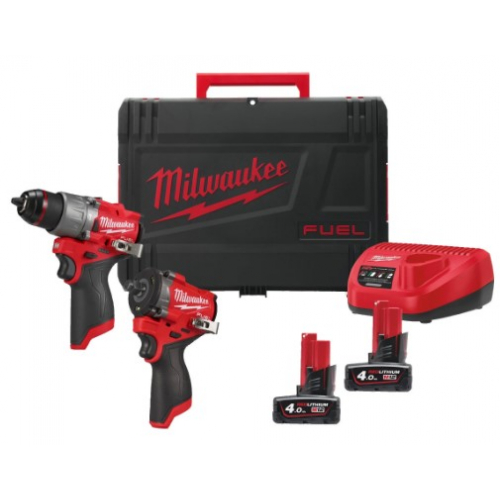 Набір з двох інструментів безщіткових акумуляторних M12 FPP2X2-402X MILWAUKEE (+2 акумулятори, зарядний пристрій, захисні окуляр