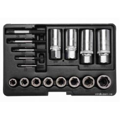 Набір засобів для видалення зламаних гвинтів YATO: 3/8" та 1/2", CrV і CrMo, 17 елем.