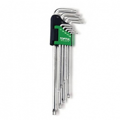 Набір Г-обр. ключів TORX T10-T50 9од. супердл. з отвором TOPTUL GAAL0915