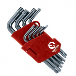 Набір Г-подібних ключів TORX з отвором 9 шт., Т10-Т50, Cr-V