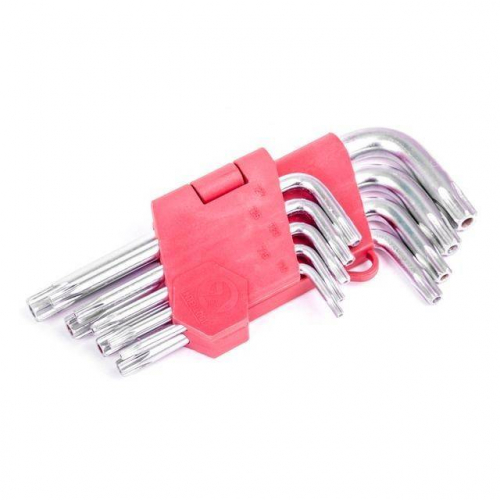Набір ключів Г-подібних TORX з отвором 9 од., Т10-Т50, Cr-V INTERTOOL HT-0604