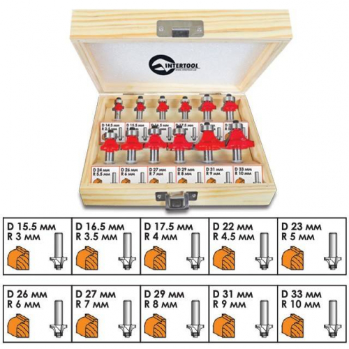 Набір фрез калювальних, 12 од. INTERTOOL HT-0077