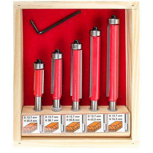 Набір фрез прямих для обробки країв, 5 од. INTERTOOL HT-0076