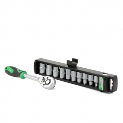 Набір головок 8-19 мм, 1/2", рукоятка з храповим механізмом, 10 од. INTERTOOL ET-6013