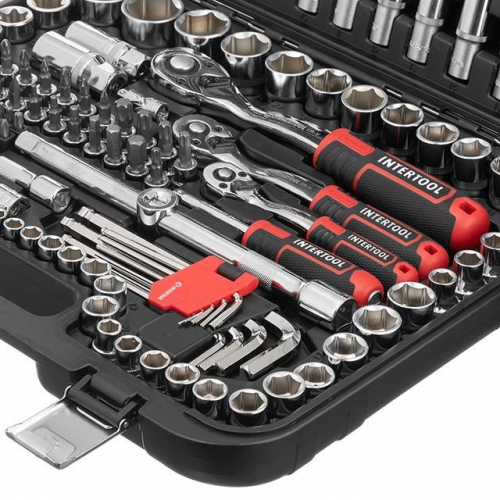 Набір інструментів 156 од., STORM, 1/2", 3/8", 1/4", Cr-V INTERTOOL ET-8156