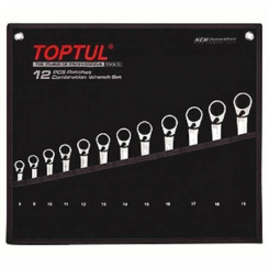 Набір ключів комбо. з тріскачкою реверсивних 8-19мм у сумці 12од. TOPTUL GPAQ1203