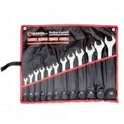 Набір ключів комбінованих, 12 од., 8-30 мм, Cr-V, чохол INTERTOOL HT-1251