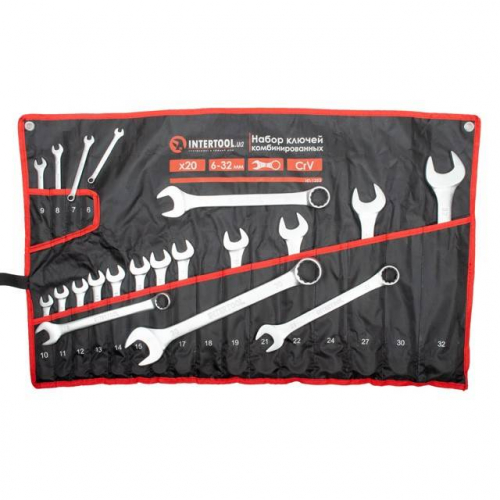 Набір ключів комбінованих 20 од., 6-32 мм, Cr-V, чохол INTERTOOL HT-1253