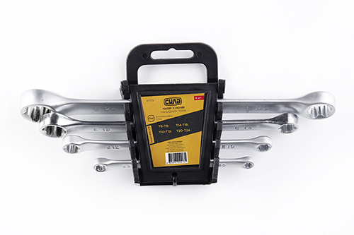 Набір ключів накидних двосторонніх TORX CrV (T6-T8, T10-T12, T14-T18, T20-T24)(4шт) СИЛА