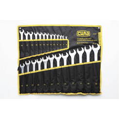 Набір ключів рожково - накидних в чохлі CrV 6-28, 30, 32мм (25шт) СИЛА