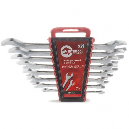 Набір ключів ріжкових 8 од., 6-22 мм, Cr-V INTERTOOL HT-1002