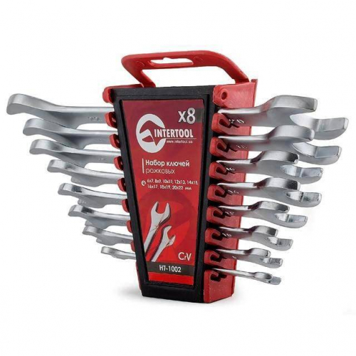 Набір ключів ріжкових 8 од., 6-22 мм, Cr-V INTERTOOL HT-1002
