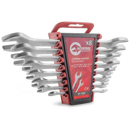 Набір ключів ріжкових 8 од., 6-22 мм, Cr-V INTERTOOL HT-1002