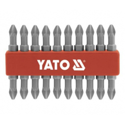 Насадка викрутка YATO 2-стор. РН2, 1/4", набір.10 шт. l=65 мм [25/100]