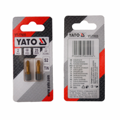 Насадка викруткова YATO PZ3 х 25 мм. HEX 1/4", покрита титаном, 2 шт.