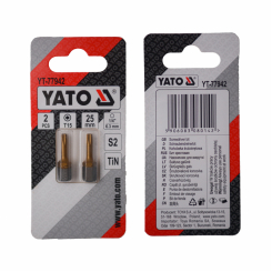 Насадка викруткова YATO; шліц "TORX" T15 х 25 мм. шпиндель 6-гран- 1/4", покрита титаном, 2 шт.