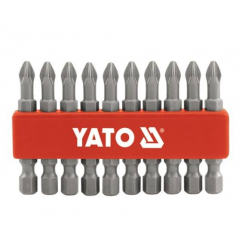 Насадка викруткова плоска YATO на кв. 1/4", PH1/1, PH2/2, PZ1/1, PZ2/2, l=50мм набір 10шт [25/100]