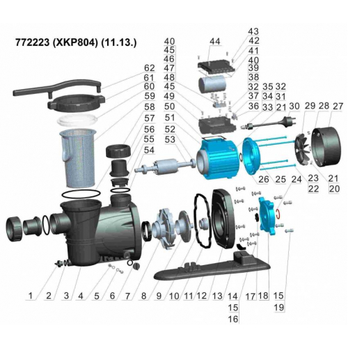 Насос для басейну 0.8 кВт Hmax 11м Qmax 300л/хв LEO (772223)
