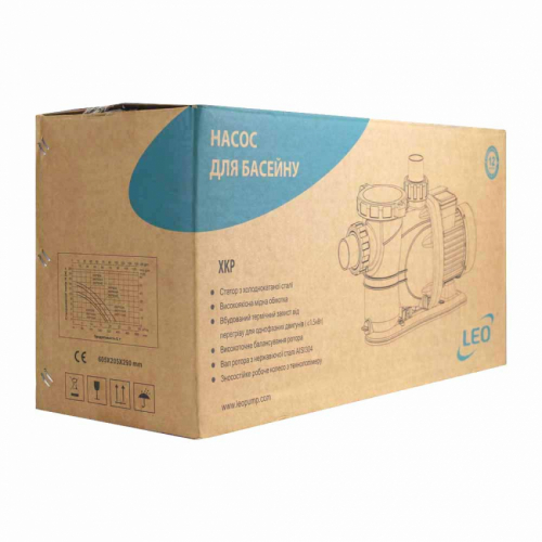 Насос для басейну 1.6кВт Hmax 17.5м Qmax 450л/хв LEO (772227)