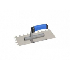 Нержавіюча терка, зубчасте півколо 130х280 мм, для товстошарових клеїв та великогабаритної плитки.