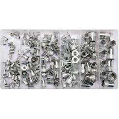 Нітогайки алюмінієві YATO із різними розмірами М3-М10, 150 шт. у футлярі