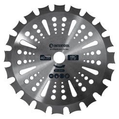 Ніж для мотокоси/тримера з твердосплавними напайками ø255*25.4*1.35 мм, 40T, HRC 82-86, двосторонній INTERTOOL DT-2351