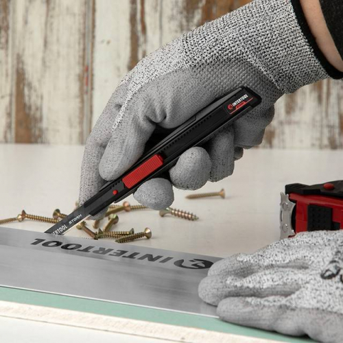 Ніж сегментний 9 мм, алюмінієвий, STORM INTERTOOL HT-0533