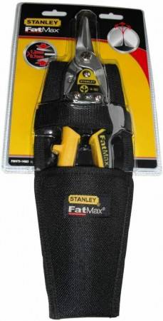 Ножиці по металу STANLEY "FatMax Aviation" у кобурі, прямі, універсальні, макс. рез:холднокатанна сталь 1,2мм; нержавіюча сталь 0.7мм, довжина 250мм.