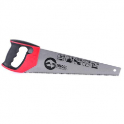 Ножівка по деревині 400 мм, із гартованим зубом, потрійне заточування, 7 зуб./дюйм INTERTOOL HT-3104