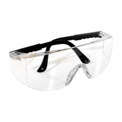 Окуляри захисні прозорі, матеріал - полікарбонат; регульовані завушини чорного кольору, матеріал - нейлон; захист від удару INTERTOOL SP-0098