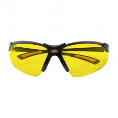 Окуляри захисні жовті, матеріал - полікарбонат; завушини чорного кольору, матеріал - нейлон; гумова накладка для носа, захист від удару INTERTOOL SP-0096