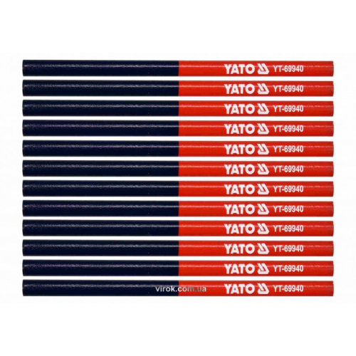 Олівці столярні двоколірні YATO 175 мм стержень 4 x 2 мм 12 шт