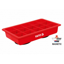 Органайзер пластиковий з магнітним дном YATO: 190 х 120 х 34 мм, 15 відділень – 33 х 33 мм