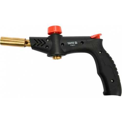 Пальник газовий з п'єзопідпалом YATO, 1.7 кВт, 123 г/год, 360° тип з'єднання EURO EN417
