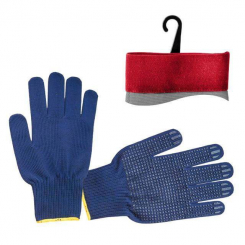 Рукавичка трикотажна акрилова вкрита PVC крапками на долоні 9" (синя) INTERTOOL SP-0132