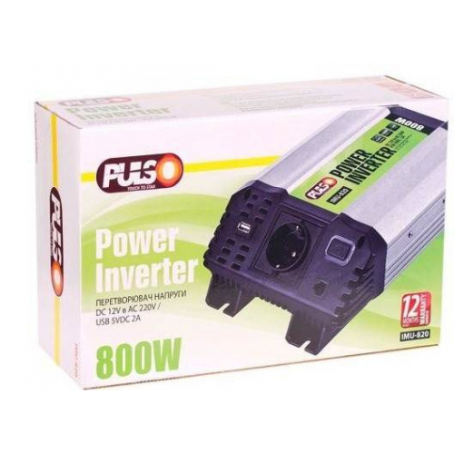 Перетворювач напруги PULSO / IMU-820 / 12V-220V / 800W / USB-5VDC2.0A / мод.хвиля