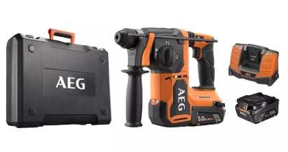 Перфоратор акум. BBH18BL2-502C AEG, 18В, 2х5Аг, 0-1500об/хв, 0-5000рух/хв, Ø30/13/26, 2.5Дж, 3,08кг