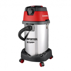 Пилосос будівельний 1.4 кВт 2 Stage, бак 30 л., нержавіюча сталь 201, >20кПа, розетка, HEPA фільтр, STORM INTERTOOL WT-1430
