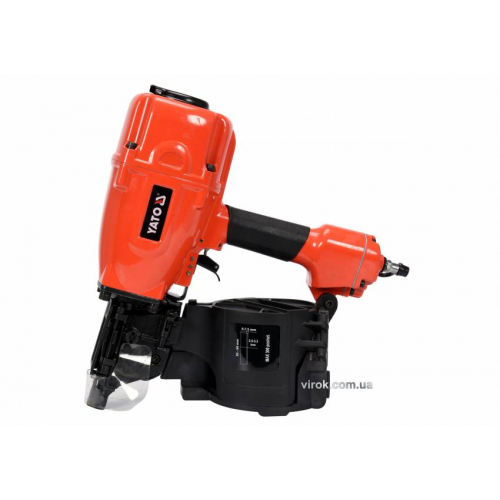 Пістолет гвоздозабивний, пневматичний, барабанний YATO для цвяхів t=2.5-3.3 мм, h=50-90 мм, 8 Bar