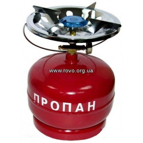 Турист із пропановим балоном на 5 літрів.