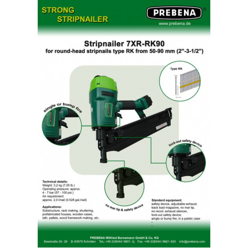 Пневмопістолет цвяхозабивний Prebena 7XR-RK90