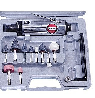 Пневмошліфмашина Suntech SM-512K, 22000об/хв,6мм,вх.1/4" 10мм,113л/хв,172мм,0,6кг,6,2Бар, набір