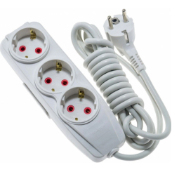 Подовжувач Quantum 3 поста  із заземленням білий 2м (3*1,0)