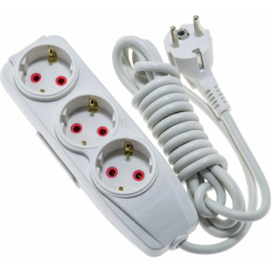 Подовжувач Quantum 3 поста  із заземленням білий 3м (3*1,0)
