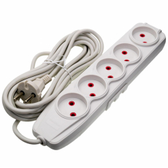 Подовжувач Quantum 5 постів  без заземлення білий 5м (2*0,75), серія Bestline 1шт/уп