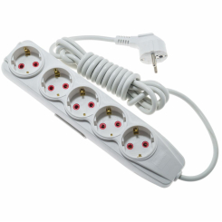 Подовжувач Quantum 5 постів  із заземленням білий 5м (3*1,0), серія Bestline 1шт/уп