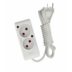 Подовжувач TECCO 2 поста без заземлення 3м (2*0.75) білий 1шт/уп