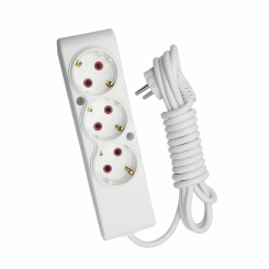 Подовжувач TECCO 3 поста із заземленням 2м (3 * 1.0) білий 1шт/уп